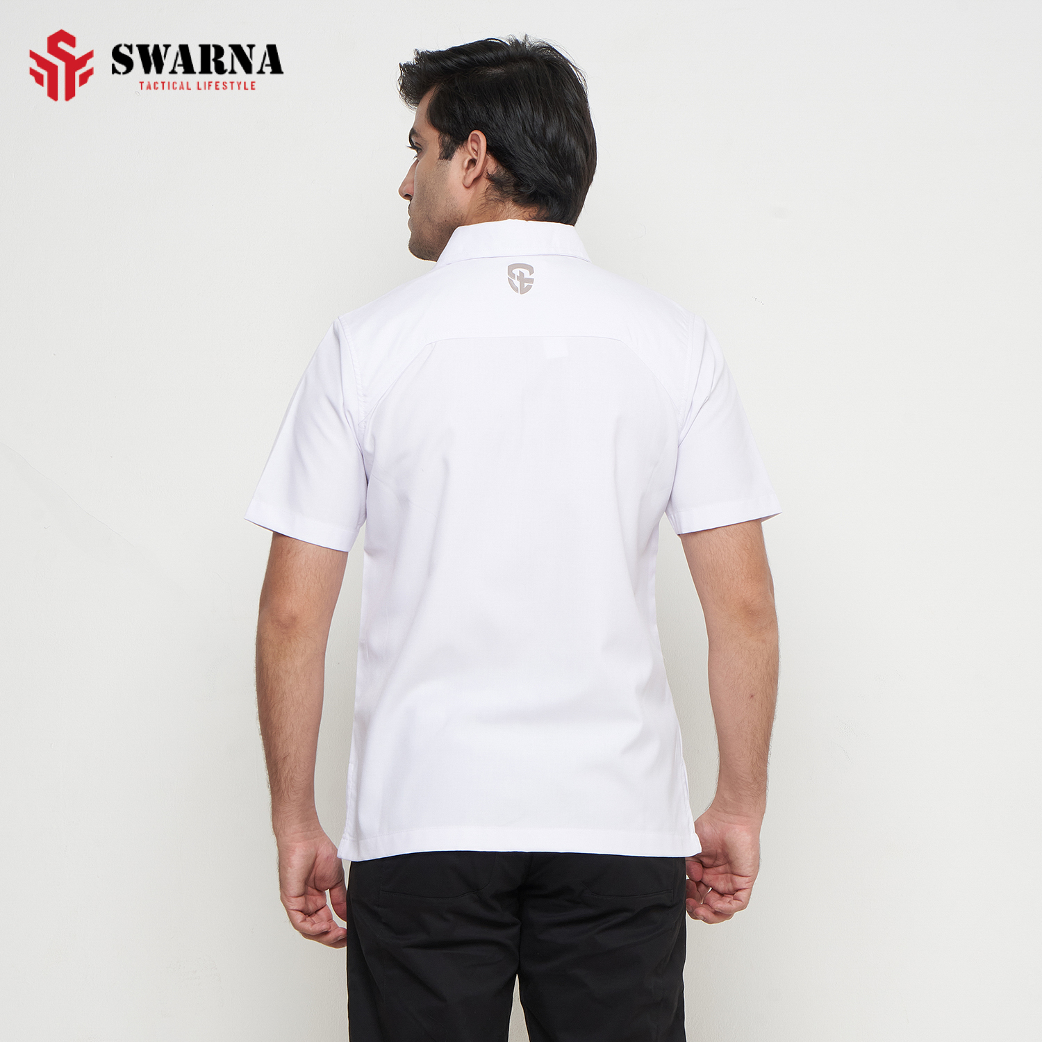 VANQUISH SHIRT SHORT WHITE BLACK M